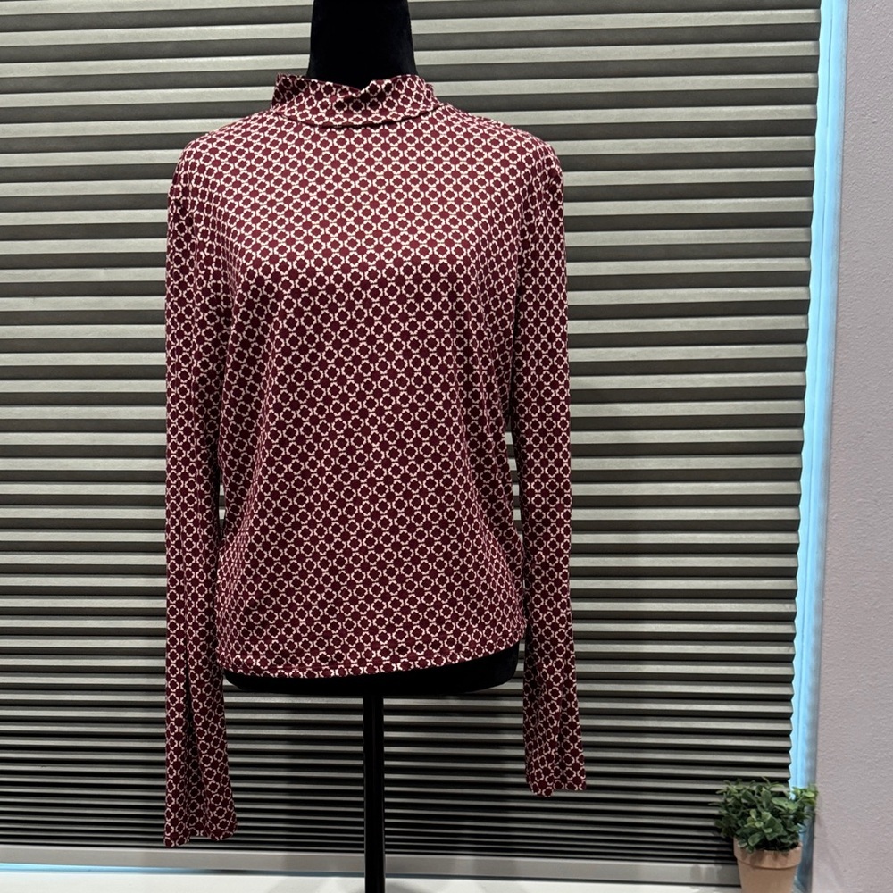 Ambiance Burgundy Geometric Long Sleeve Top